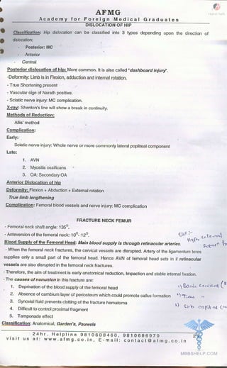 FMGE Notes - Orthopedics
