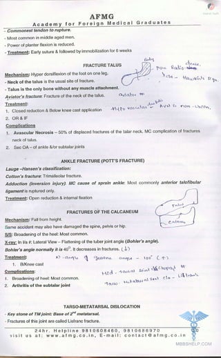 FMGE Notes - Orthopedics
