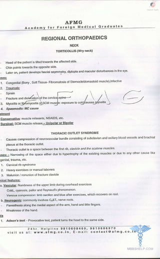 FMGE Notes - Orthopedics