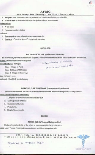 FMGE Notes - Orthopedics