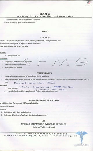FMGE Notes - Orthopedics