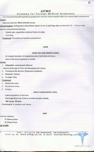 FMGE Notes - Orthopedics
