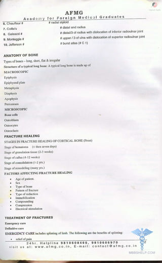FMGE Notes - Orthopedics