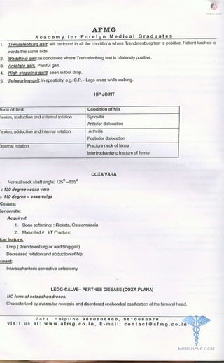 FMGE Notes - Orthopedics