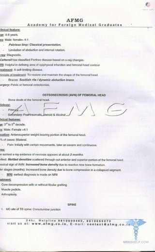 FMGE Notes - Orthopedics