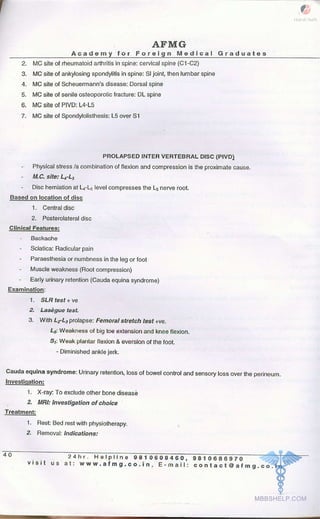 FMGE Notes - Orthopedics