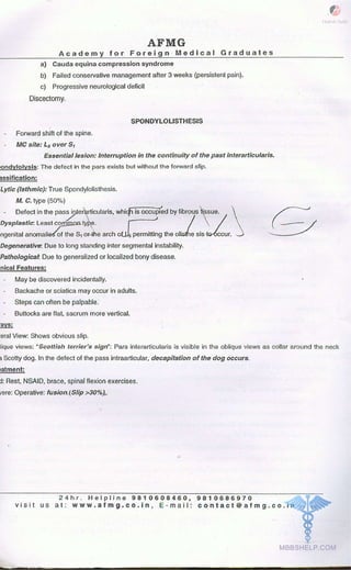 FMGE Notes - Orthopedics