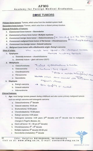 FMGE Notes - Orthopedics