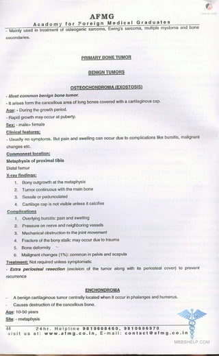 FMGE Notes - Orthopedics