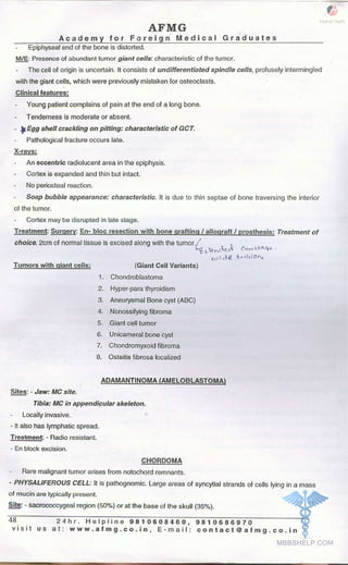 FMGE Notes - Orthopedics