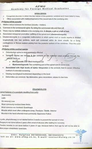 FMGE Notes - Orthopedics
