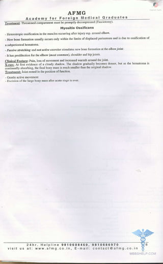 FMGE Notes - Orthopedics