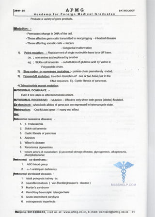FMGE Notes - Pathology
