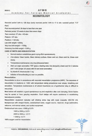 FMGE Notes - Pediatrics