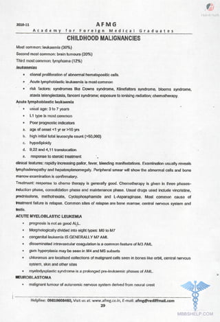 FMGE Notes - Pediatrics