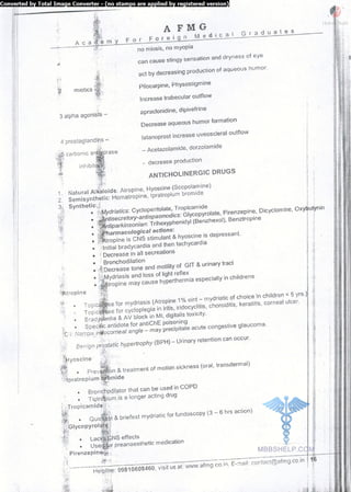 FMGE Notes - Pharmacology