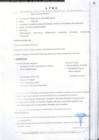 FMGE Notes - Pharmacology