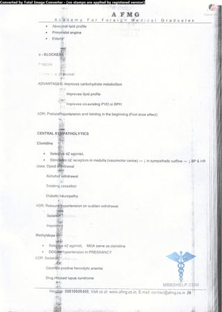 FMGE Notes - Pharmacology