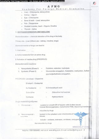 FMGE Notes - Pharmacology