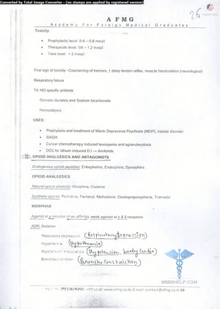 FMGE Notes - Pharmacology