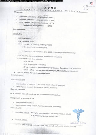 FMGE Notes - Pharmacology