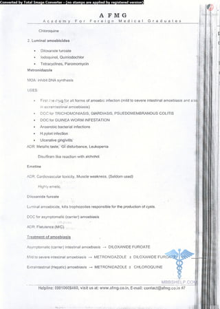 FMGE Notes - Pharmacology