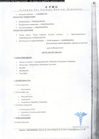 FMGE Notes - Pharmacology