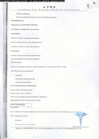 FMGE Notes - Pharmacology