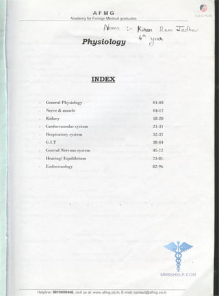FMGE Notes - Physiology