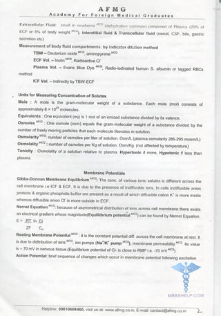 FMGE Notes - Physiology