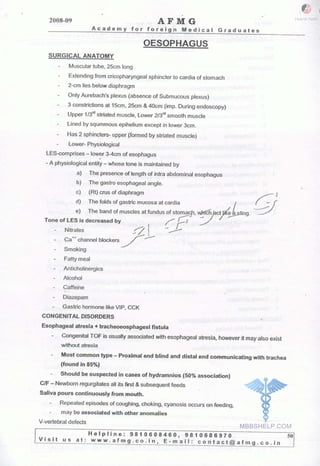 FMGE Notes - Surgery
