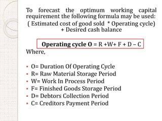 Formula Desire Operating Income Financial management working capital | PPTX
