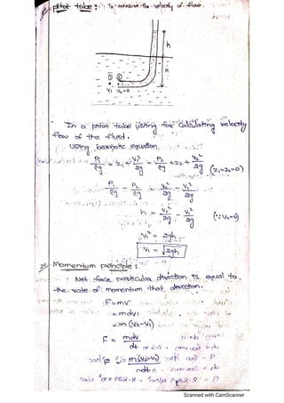 Fluid Mechanics Notebook.pdf Hand written notes Fluid Mechanics and Hydraulic Machines (Common to ...