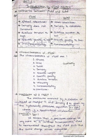 Hand written notes Fluid Mechanics and Hydraulic Machines (Common to Civil & Mechanical).pdf
