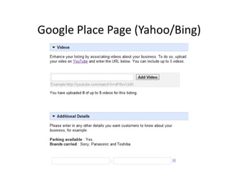 Google Place Page (Yahoo/Bing)
 