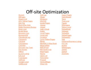 Off-site Optimization
 