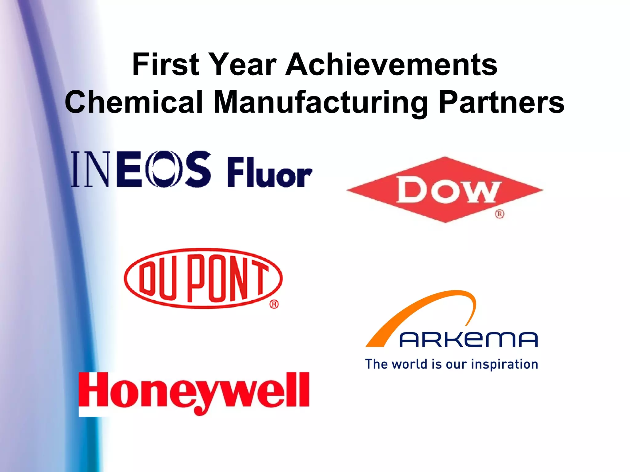 First Year Achievements
Chemical Manufacturing Partners
 