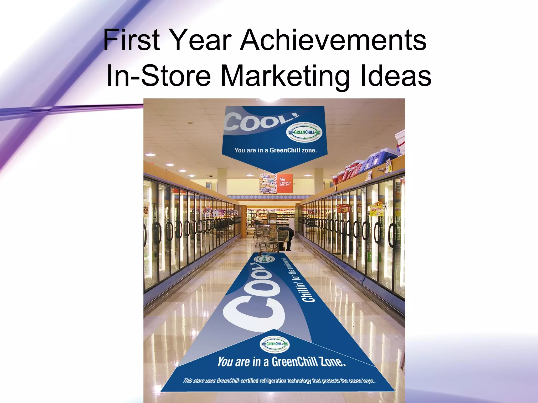 First Year Achievements
In-Store Marketing Ideas
 