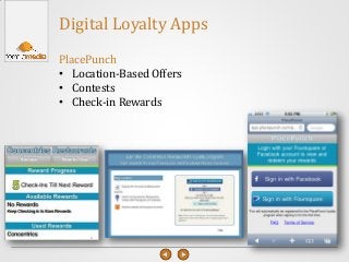 Digital Loyalty Apps
PlacePunch
• Location-Based Offers
• Contests
• Check-in Rewards
 