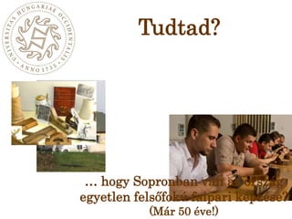 Tudtad?… hogy Sopronban van az ország egyetlen felsőfokú faipari képzése? (Már 50 éve!)