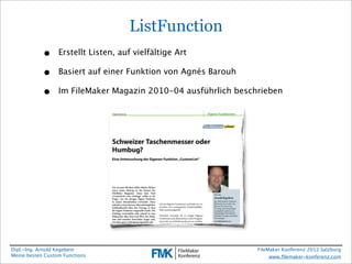 FMK2012: Meine besten Custom Functions von Arnold Kegebein