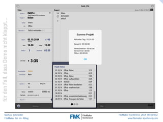 klappt… 
nicht Demo dass Fall, den für Markus Schneider 
FileMaker Go im Alltag 
www.filemaker-konferenz.com FileMaker Konferenz 2014 Winterthur 
 