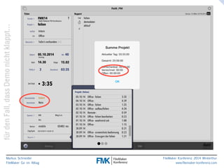 klappt… 
nicht Demo dass Fall, den für Markus Schneider 
FileMaker Go im Alltag 
www.filemaker-konferenz.com FileMaker Konferenz 2014 Winterthur 
 