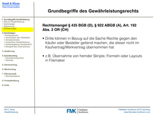 FMK2015: Gewährleistungsrecht und Haftung by Christoph Kluss