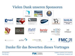 Yvonne Krümling
Benutzerverwaltung in kleinen u. großen Lösungen I
FileMaker Konferenz 2015 Hamburg
www.filemaker-konferen...
