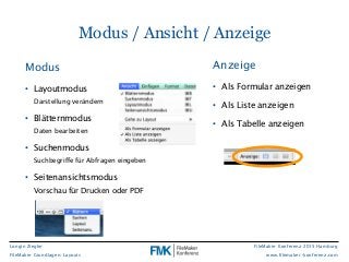 FMK2015: FileMaker Grundlagen Layouts by Longin Ziegler