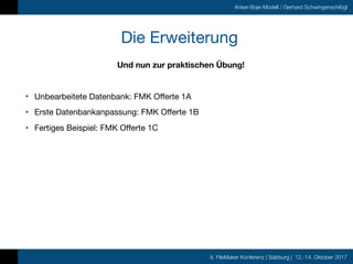 8. FileMaker Konferenz | Salzburg | 12.-14. Oktober 2017
Anker-Boje-Modell / Gerhard Schwingenschlögl
Die Erweiterung
Und ...