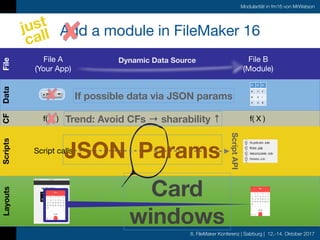 8. FileMaker Konferenz | Salzburg | 12.-14. Oktober 2017
Modularität in fm16 von MrWatson
Add a module in FileMaker 16
Fil...
