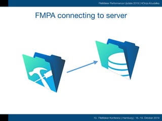 10. FileMaker Konferenz | Hamburg | 16.-19. Oktober 2019
FileMaker Performance Update 2019 | HOnza Koudelka
FMPA connecting to server
 