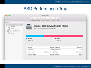 10. FileMaker Konferenz | Hamburg | 16.-19. Oktober 2019
FileMaker Performance Update 2019 | HOnza Koudelka
SSD Performance Trap
 